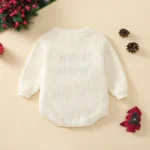 0-18M Newborn Girl Boy Christmas Sweater Romper Letter Embroidery Long Sleeve Crew Neck Knit Bubble Jumpsuit - Image 3