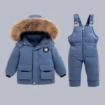 Two-piece Set Children Outdoor artificial Down Jacket Winter Clothing Ski Wear Jumpsuit Clothing Warm Suit Infant Snowsuit coat - Image 3