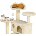 Cat Tree for Large Cats with Large Top Perch Multi-Level Tower for Indoor Cats with Condo Hammock Sleeping Bag Dangling Ball - Image 6