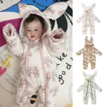 Autumn and Winter Infants and Toddlers One-piece Down Jacket Children's Outer Wear Onesie Thickened Crawling Clothes