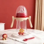 New 0-36 months PP bottle 280ml with handle Breastmilk-like design Soft milk pulling