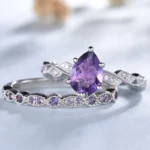Couple's fashionable purple zircon ring, high-end temperament, love finger, Christmas jewelry gift