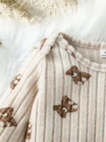 Newborn Fall Unisex Girls Boys Rompers Infant Clothes Bear Print Crew Neck Long Sleeve Toddler Jumpsuits with Hat 1-24M - Image 4