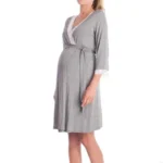 CORB Nightgown Nursing Pajama Dress Pregnancy Clothes Pregnant Women Lace Sleepwear with Adjustable Belt Breathable - Image 5