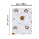 120x110cm Bamboo Cotton Muslin Swaddle Blanket Cute Soft Print Towel Wrap - Image 3