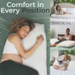 Full Body Pillow for Side Sleepers & Pregnancy Support - Cooling Memory Foam, Legs Belly HIPS Comfort - Light Gray - Image 3
