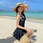 Padded Conservative Swimsuit Steel Support Thermal Belly Cover Swimsuit Gathered Svelte Design Monokini Bandeau Dress - Image 4