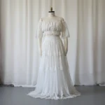 Elegant Boho Maternity Gown Lace Tiered Maxi Dress Off Shoulder Pregnancy Photoshoot Outfit Fall Autumn Shower Wear - Image 3