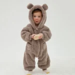 2025 Warm Fleece Hooded Jumpsuits for Autumn Winter Long Sleeve Infant Rompers Newborn Boy Girl Homewear Pajamas