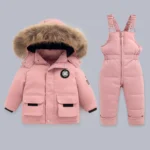 Two-piece Set Children Outdoor artificial Down Jacket Winter Clothing Ski Wear Jumpsuit Clothing Warm Suit Infant Snowsuit coat - Image 6