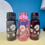 400ml Small Daisy Plastic Water Bottles Creative Drink Kawaii Sports Transparent Water Bottle with Portable Travel Tea Cup - Image 6