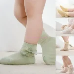 R6FD Girls Ankle Socks Breathable Cotton Mesh Socks with Bowknot for Dress Up and Casual Wear Infants Short Dance Socks
