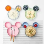 Eating Bowl + Spoon + Fork Feeding Food Tableware Safe Cartoon Bear Children Cutlery Set Anti-Scalding Training Plate