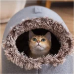 cozy plush cat bed with enclosed litter and sleeping bag for large winter comfort - Image 5