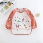 For1-3Year Long Sleeve Scarf Waterproof Toddler Art Smock Feeding Bib Apron Pocket Infant Boys Girls Burp Cloth Banana Bibs - Image 3