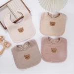 Cute Bear Muslin Cotton Bibs Saliva Towel U-Absorbent Pockets Korean Children Kids Boys Girls Bandanas Feeding Burp Clothes