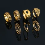 Hot-selling Golden Spade A Ring Ring Men's Lucky Playing Card Jewelry Ring 7-piece Set - Image 3